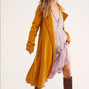 Free People Sierra Wool Blend Coat Gold NWT